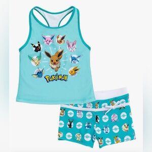 Pokemon Eevee Girls Racerback UPF 50+ Tankini Top and Swim Shorts Outfit Set